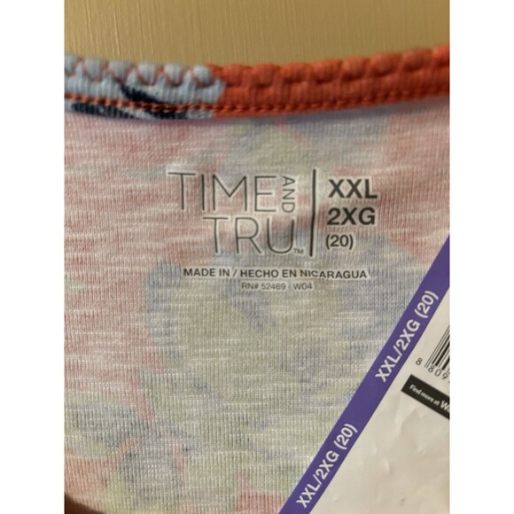 Womans Time and Tru Scoop Neck Multi-colorful Elbow Length Shirt Size XXL 20 NWT - Picture 2 of 6